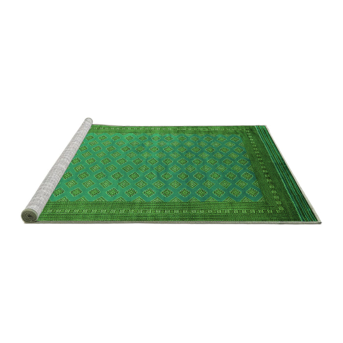 Sideview of Machine Washable Oriental Green Industrial Area Rugs, wshurb1988grn