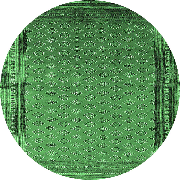 Round Machine Washable Oriental Emerald Green Industrial Area Rugs, wshurb1988emgrn