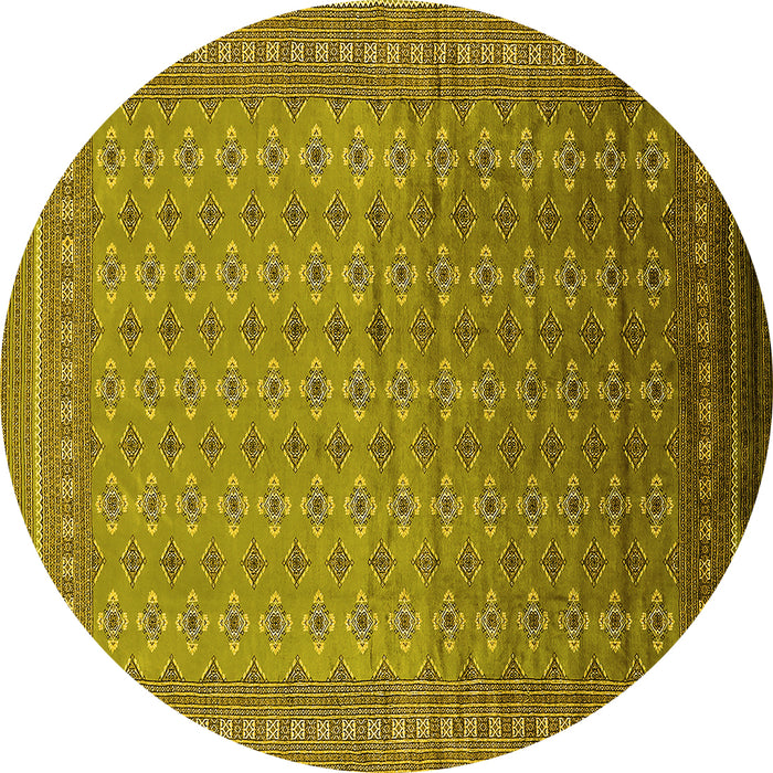 Round Machine Washable Oriental Yellow Industrial Rug, wshurb1989yw