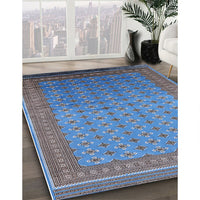 Mid-Century Modern Iceberg Blue Oriental Rug, urb1989