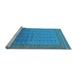 Sideview of Machine Washable Oriental Light Blue Industrial Rug, wshurb1989lblu