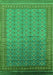 Machine Washable Oriental Green Industrial Area Rugs, wshurb1989grn