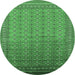 Round Oriental Emerald Green Industrial Rug, urb1989emgrn