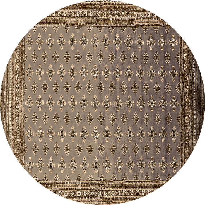 Round Machine Washable Oriental Brown Industrial Rug, wshurb1989brn