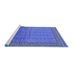 Sideview of Machine Washable Oriental Blue Industrial Rug, wshurb1989blu