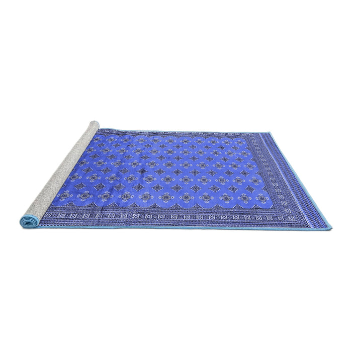Sideview of Machine Washable Oriental Blue Industrial Rug, wshurb1989blu