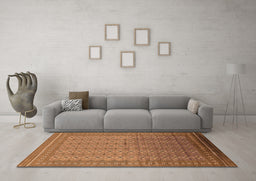 Machine Washable Oriental Orange Industrial Area Rugs in a Living Room, wshurb1989org