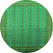 Round Oriental Green Industrial Rug, urb1989grn