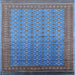 Square Mid-Century Modern Iceberg Blue Oriental Rug, urb1989