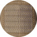 Round Oriental Brown Industrial Rug, urb1989brn