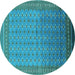 Round Oriental Turquoise Industrial Rug, urb1989turq