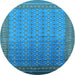 Round Oriental Light Blue Industrial Rug, urb1989lblu