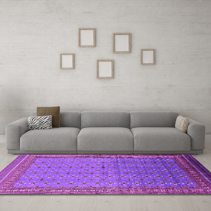 Machine Washable Oriental Pink Industrial Rug in a Living Room, wshurb1989pnk