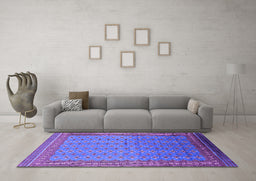 Machine Washable Oriental Purple Industrial Area Rugs in a Living Room, wshurb1989pur