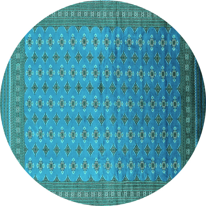 Round Machine Washable Oriental Turquoise Industrial Area Rugs, wshurb1989turq
