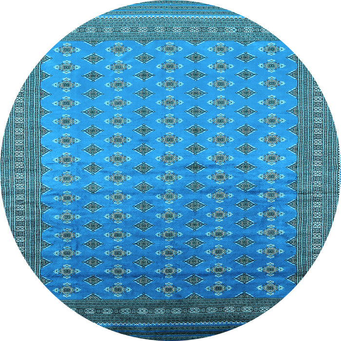 Round Machine Washable Oriental Light Blue Industrial Rug, wshurb1989lblu