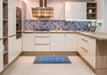 Mid-Century Modern Iceberg Blue Oriental Rug in a Kitchen, urb1989