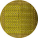 Round Oriental Yellow Industrial Rug, urb1989yw