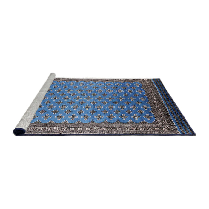 Sideview of Machine Washable Industrial Modern Blue Rug, wshurb1990