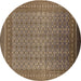 Round Oriental Brown Industrial Rug, urb1990brn