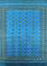 Machine Washable Oriental Light Blue Industrial Rug, wshurb1990lblu