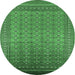 Round Oriental Emerald Green Industrial Rug, urb1990emgrn