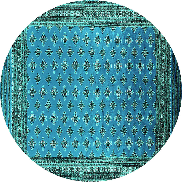Round Oriental Turquoise Industrial Rug, urb1990turq