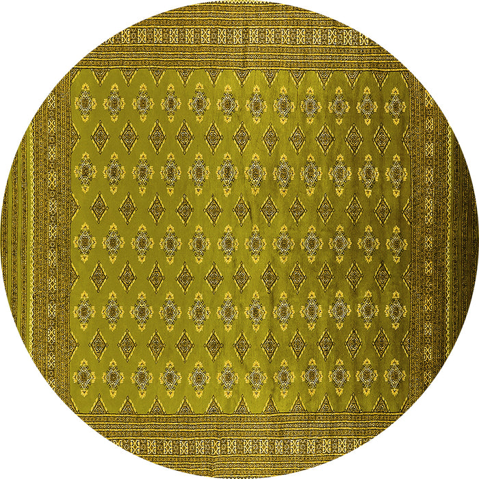 Round Oriental Yellow Industrial Rug, urb1990yw