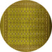 Round Oriental Yellow Industrial Rug, urb1990yw