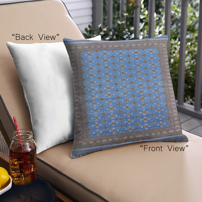 Front View of Mid-Century Modern Urban Square Blue Throw Pillow, 18 inch by 18 inch, pwurb1990