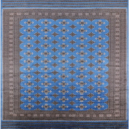 Square Mid-Century Modern Blue Oriental Rug, urb1990
