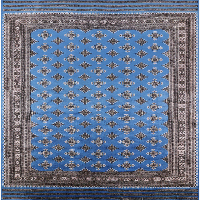 Square Mid-Century Modern Blue Oriental Rug, urb1990
