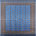 Square Mid-Century Modern Blue Oriental Rug, urb1990