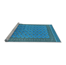 Sideview of Machine Washable Oriental Light Blue Industrial Rug, wshurb1990lblu