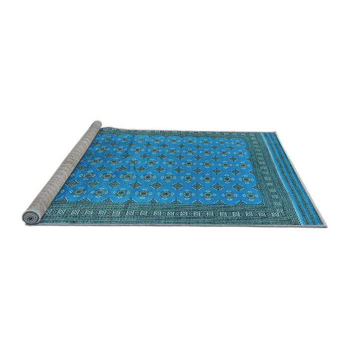 Sideview of Machine Washable Oriental Light Blue Industrial Rug, wshurb1990lblu