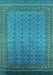 Machine Washable Oriental Turquoise Industrial Area Rugs, wshurb1990turq