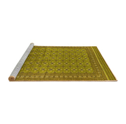 Sideview of Machine Washable Oriental Yellow Industrial Rug, wshurb1990yw