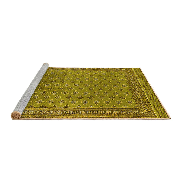 Sideview of Machine Washable Oriental Yellow Industrial Rug, wshurb1990yw
