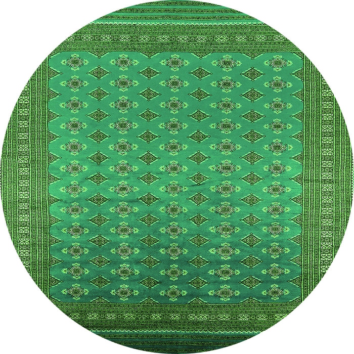 Round Machine Washable Oriental Green Industrial Area Rugs, wshurb1990grn