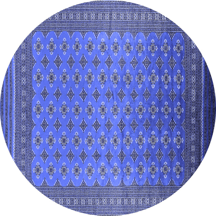Round Oriental Blue Industrial Rug, urb1990blu