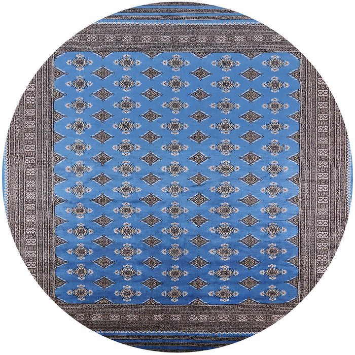 Round Mid-Century Modern Blue Oriental Rug, urb1990