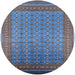 Round Mid-Century Modern Blue Oriental Rug, urb1990