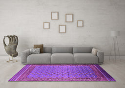 Machine Washable Oriental Pink Industrial Rug in a Living Room, wshurb1990pnk