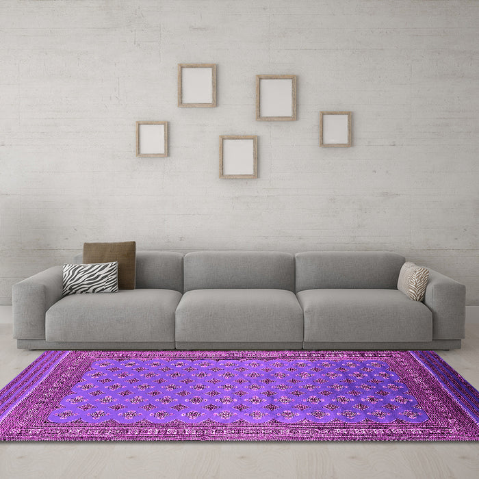 Machine Washable Oriental Pink Industrial Rug in a Living Room, wshurb1990pnk