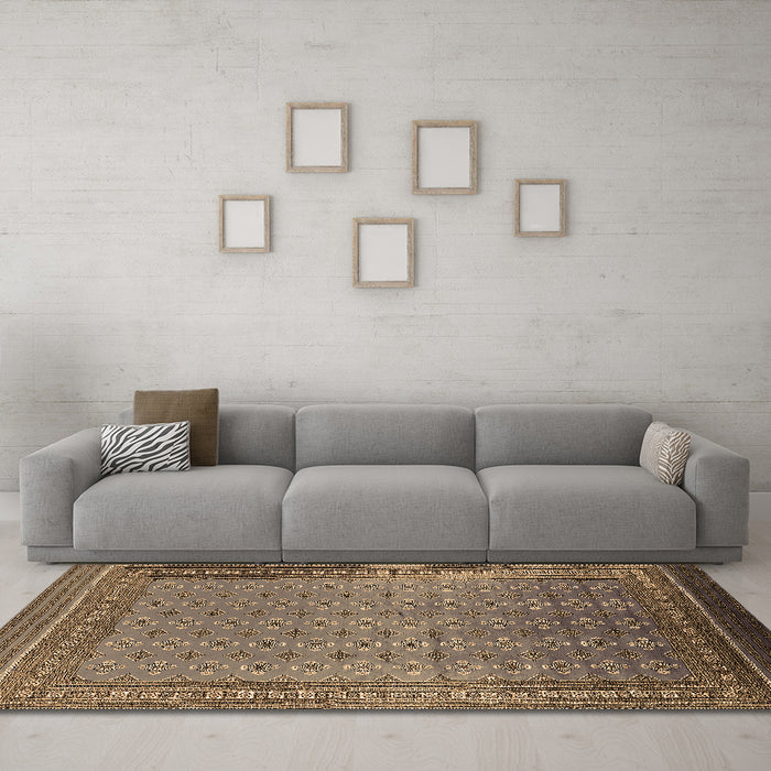 Machine Washable Oriental Brown Industrial Rug in a Living Room,, wshurb1990brn