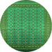 Round Oriental Green Industrial Rug, urb1990grn