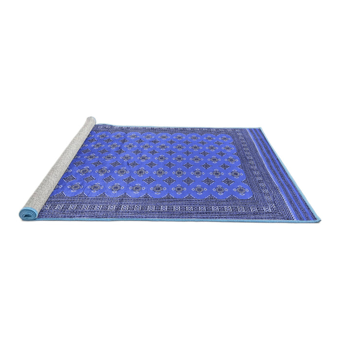Sideview of Machine Washable Oriental Blue Industrial Rug, wshurb1990blu