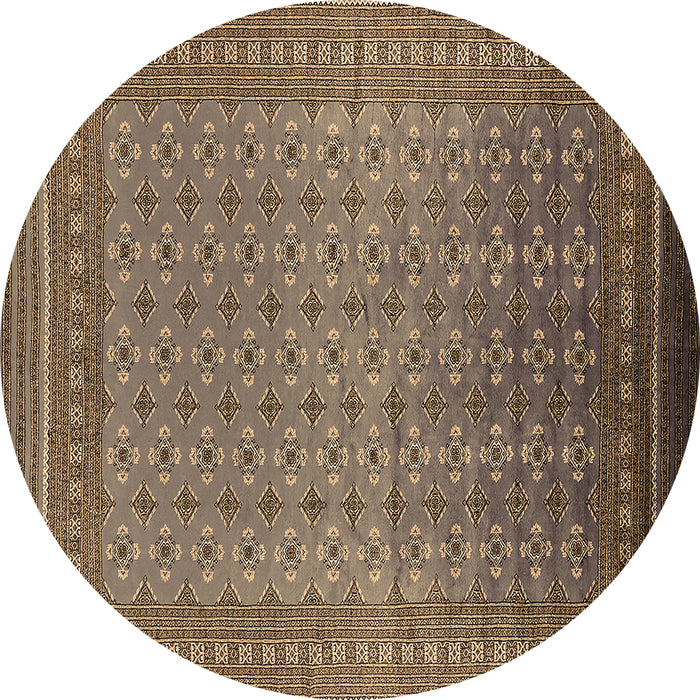 Round Machine Washable Oriental Brown Industrial Rug, wshurb1990brn