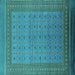 Square Oriental Turquoise Industrial Rug, urb1991turq