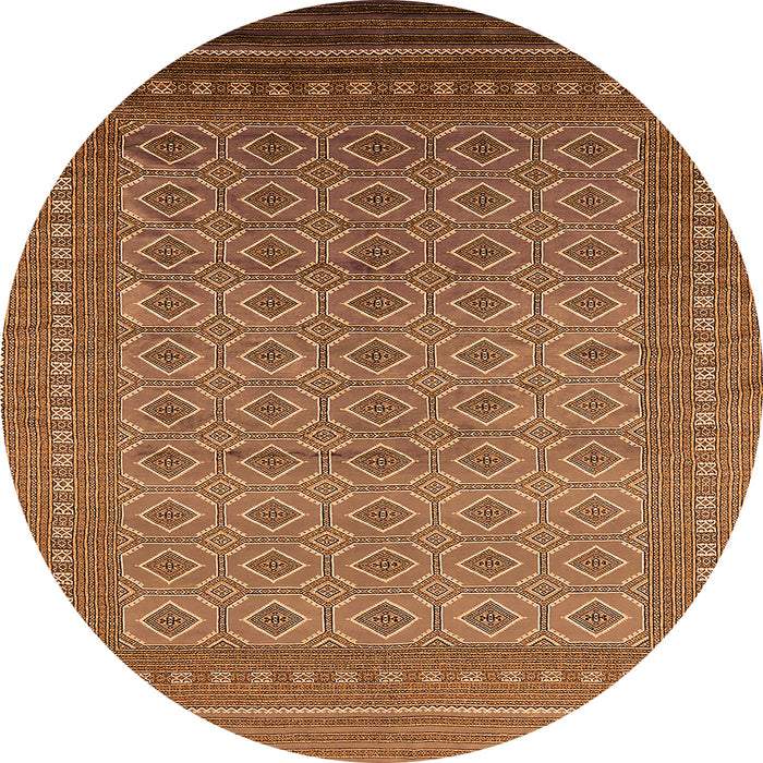Round Machine Washable Oriental Orange Industrial Area Rugs, wshurb1991org
